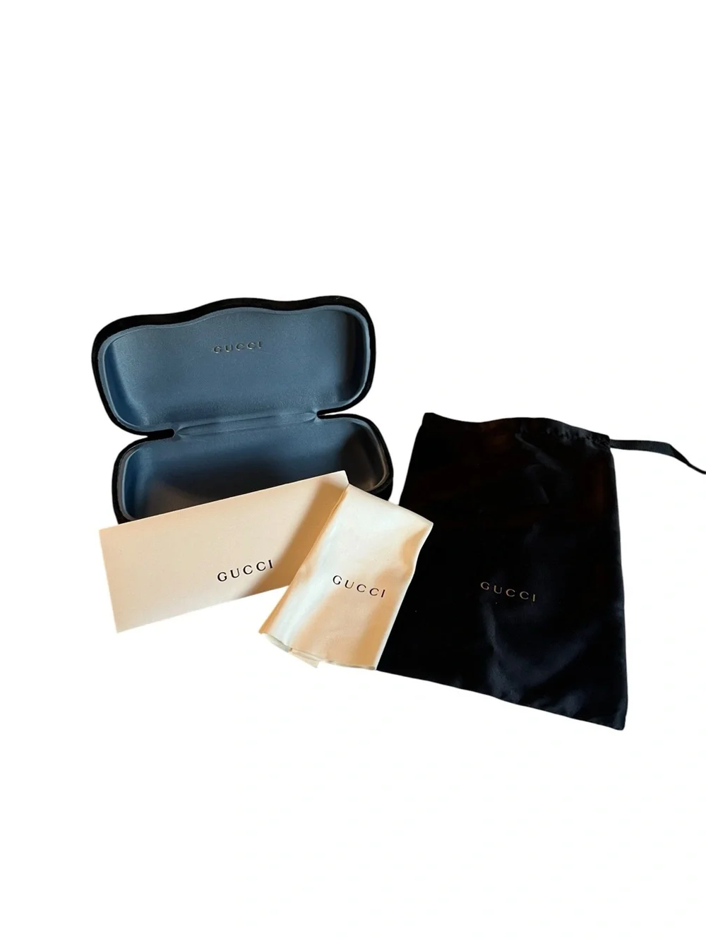 Gucci Black Velvet Sunglasses Case Set with Dustbag & Cloth - NO GLASSES